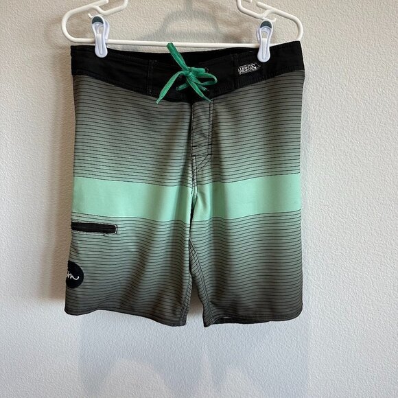 Imperial Motion Mint Green & Black Swim Trunks Shorts - Picture 1 of 7